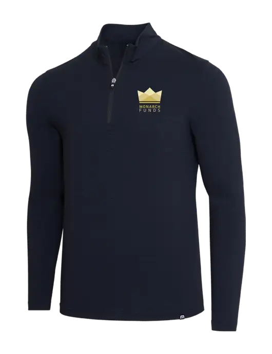 TravisMathew Black Crestview 1/4 Zip w/Monarch Funds Logo