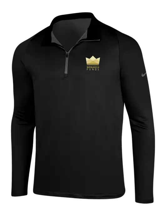 NIKE Black/Dark Grey Dry-Fit Stretch 1/2 Zip Cover-Up w/Monarch Funds Logo