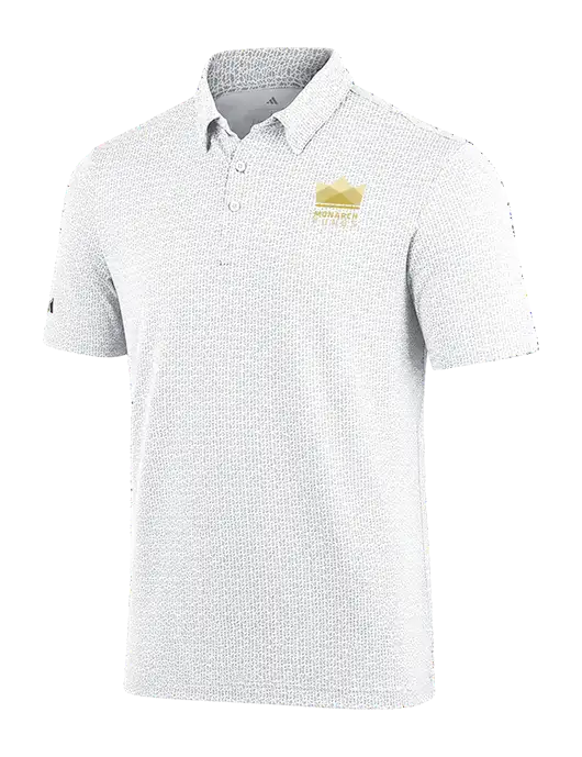 Adidas White Printed Blend Polo w/Monarch Funds Logo