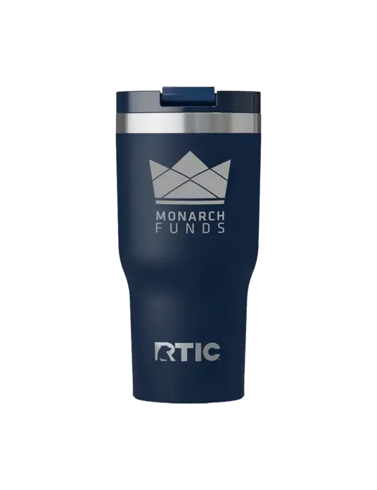 RTIC Essential 20 oz Navy Tumbler w/Monarch Funds Logo