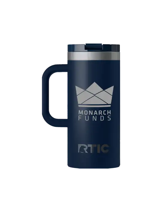 RTIC Road Trip 16 oz Navy Travel Mug w/Monarch Funds Logo