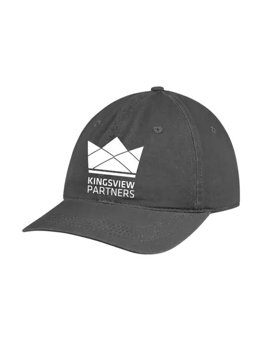 Garment Washed Unstructured Twill Charcoal Cap w/Kingsview Partners Logo