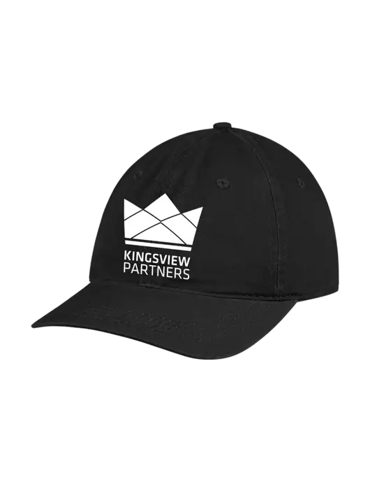Garment Washed Unstructured Twill Black Cap w/Kingsview Partners Logo