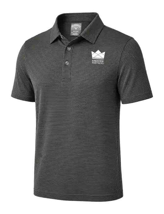 Callaway Black Fine Line Stripe Polo w/Kingsview Partners Logo