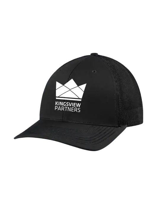 Richardson Adjustable Snapback Original 112 Trucker Cap Black w/Black Mesh w/Kingsview Partners Logo