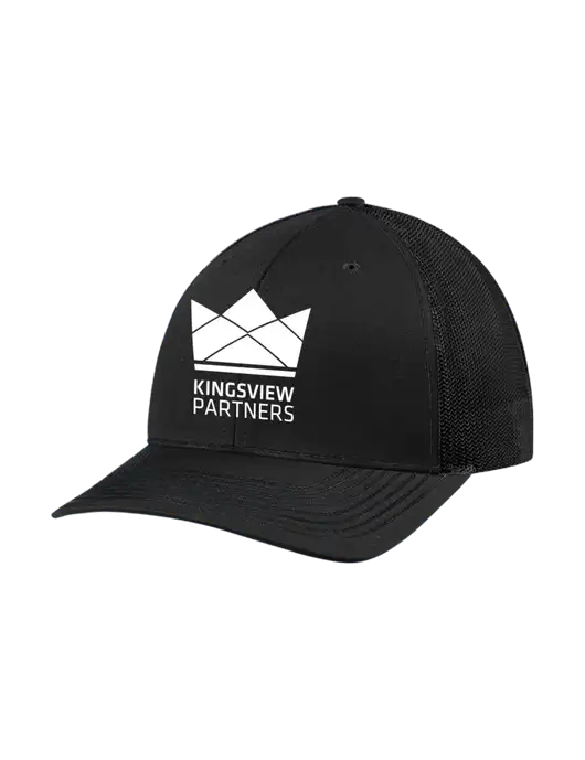 Richardson Adjustable Snapback Original 112 Trucker Cap Black w/Black Mesh w/Kingsview Partners Logo