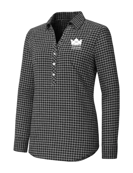 Womens Dark Grey/White City Stretch Shirt w/Kingsview Partners Logo