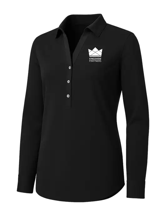 Womens Black City Stretch Shirt w/Kingsview Partners Logo