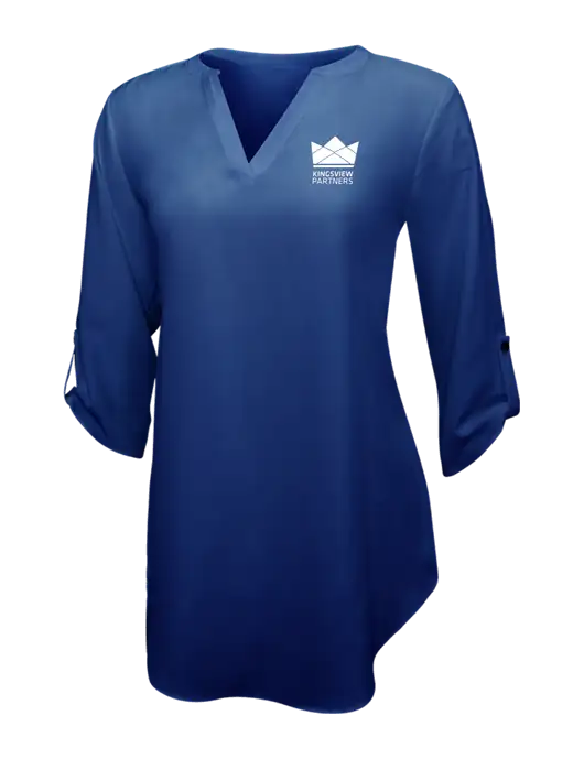 Dark Royal Womens 3/4 Sleeve Tunic Blouse w/Kingsview Partners Logo