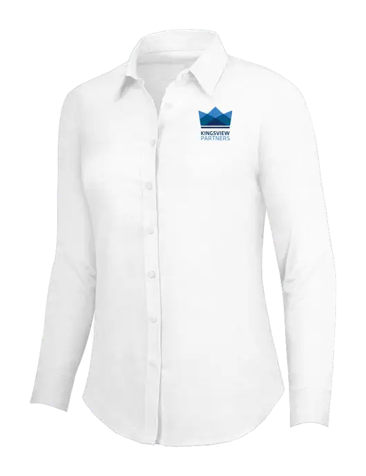White Womens SuperPro Oxford Shirt w/Kingsview Partners Logo