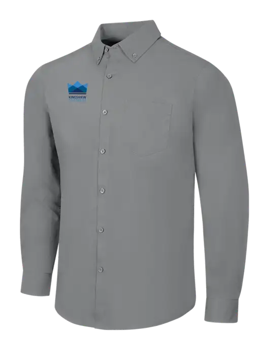 Medium Grey Long Sleeve Carefree Poplin Shirt w/Kingsview Partners Logo