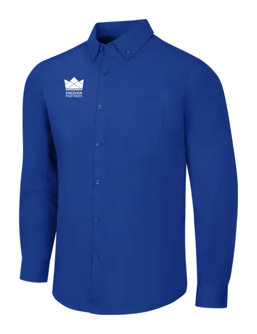 Dark Royal Long Sleeve Carefree Poplin Shirt w/Kingsview Partners Logo
