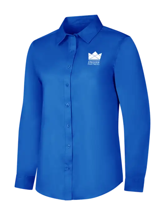 Womens Long Sleeve Royal Blue Superpro React Twill Shirt w/Kingsview Partners Logo