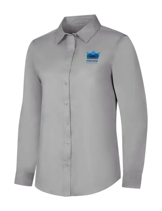 Light Grey Womens Long Sleeve Superpro React Twill Shirt w/Kingsview Partners Logo