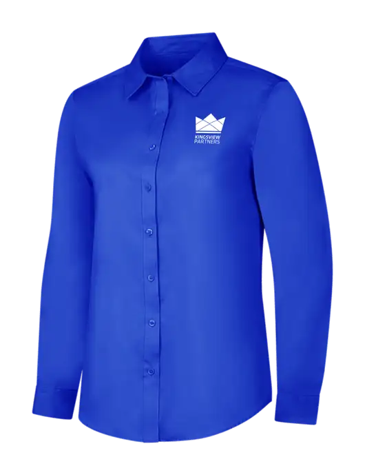 Womens Long Sleeve Dark Royal Superpro React Twill Shirt w/Kingsview Partners Logo