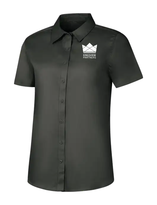 Womens Dark Grey Short Sleeve Superpro React Twill Shirt w/Kingsview Partners Logo