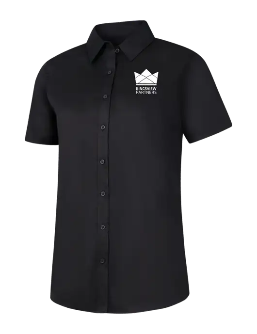 Womens Black Short Sleeve Superpro React Twill Shirt w/Kingsview Partners Logo