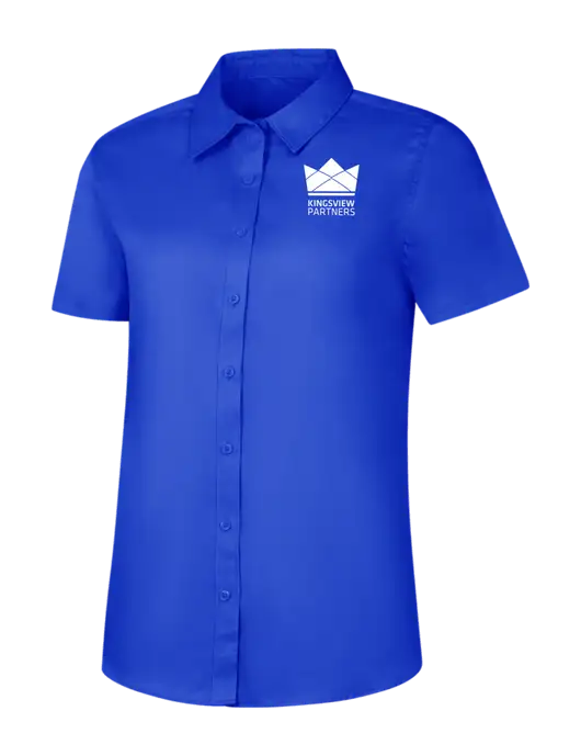 Womens Short Sleeve Dark Royal Superpro React Twill Shirt w/Kingsview Partners Logo