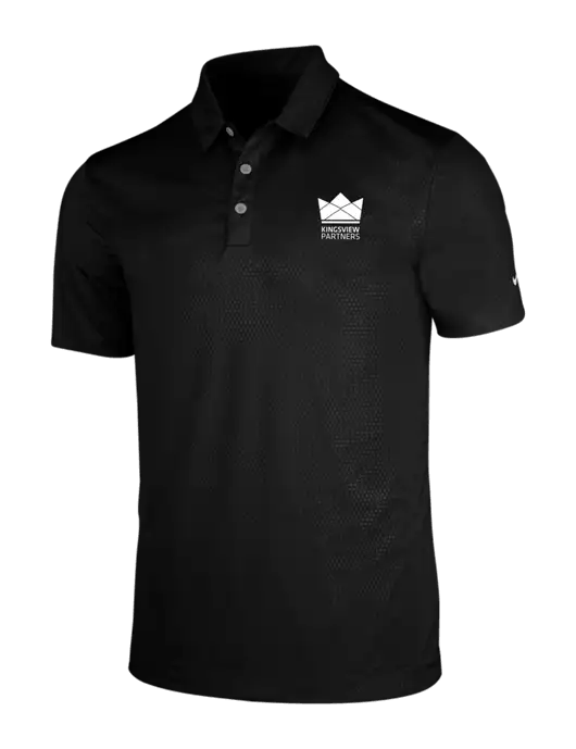NIKE Black Dri-Fit Embossed Tri-Blade Polo w/Kingsview Partners Logo