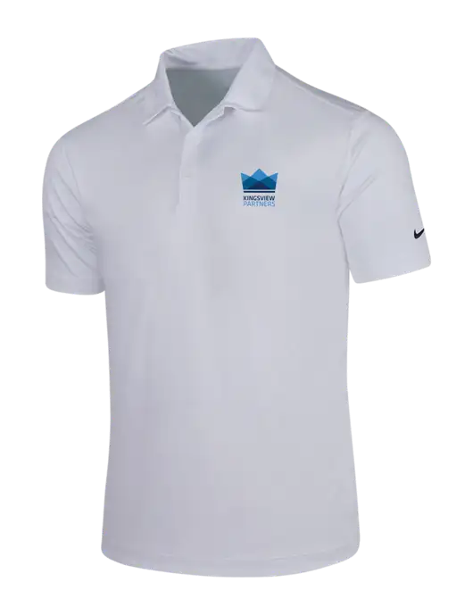 NIKE White Dri-Fit Vertical Mesh Polo w/Kingsview Partners Logo