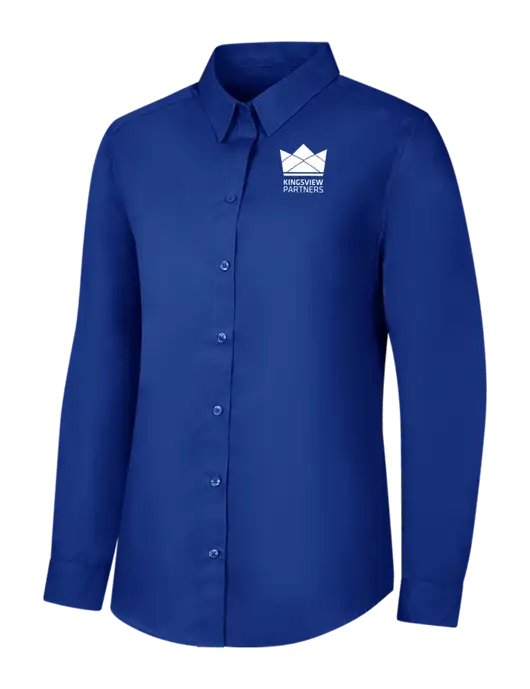 Womens Royal Long Sleeve Carefree Poplin Shirt w/Kingsview Partners Logo