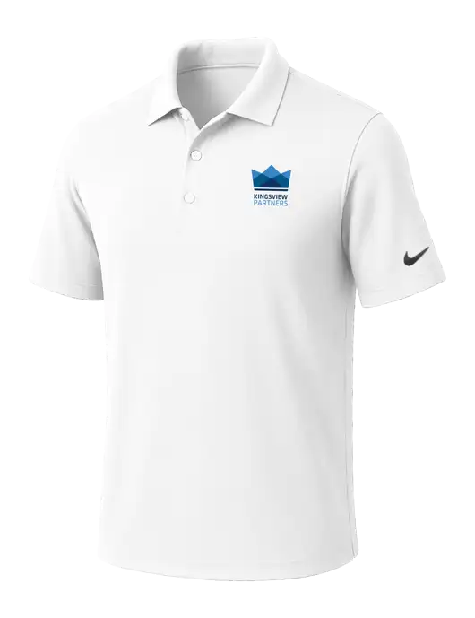 NIKE White Dri-Fit Micro Pique Polo w/Kingsview Partners Logo