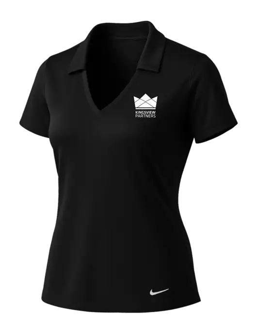 NIKE Black Womens Dri-Fit Vertical Mesh Polo w/Kingsview Partners Logo