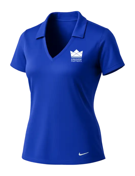 NIKE Dark Royal Womens Dri-Fit Vertical Mesh Polo w/Kingsview Partners Logo