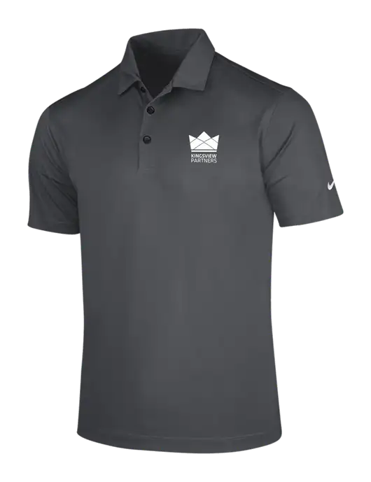 NIKE Dark Grey Dri-Fit Vertical Mesh Polo w/Kingsview Partners Logo
