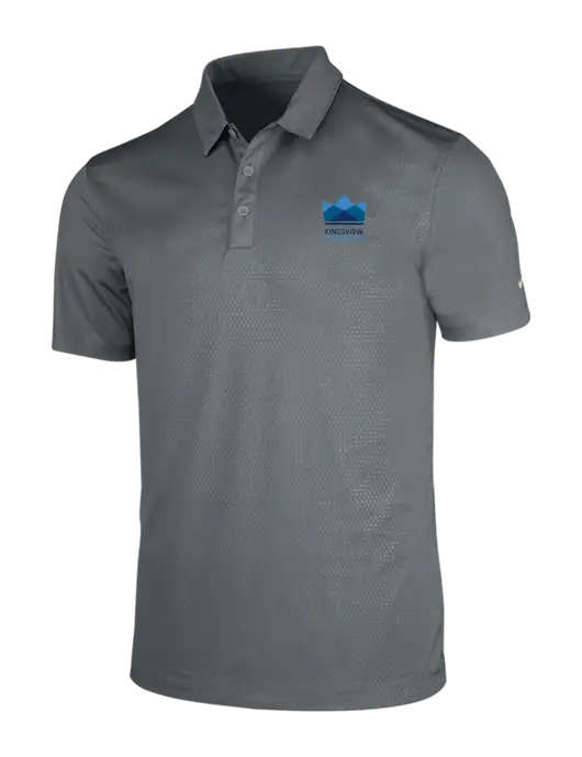 NIKE Medium Grey Dri-Fit Embossed Tri-Blade Polo w/Kingsview Partners Logo