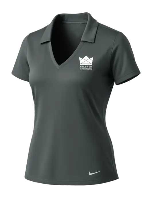 NIKE Dark Grey Womens Dri-Fit Vertical Mesh Polo w/Kingsview Partners Logo