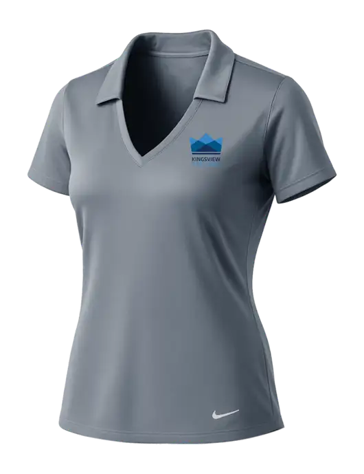 NIKE Medium Grey Womens Dri-Fit Vertical Mesh Polo w/Kingsview Partners Logo