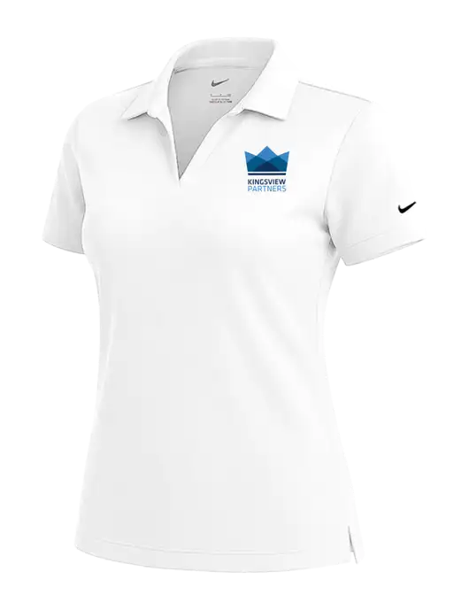 NIKE White Womens Dri-Fit Micro Pique Polo w/Kingsview Partners Logo