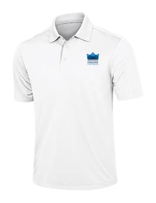 White Diamond Textured Jacquard Polo w/Kingsview Partners Logo