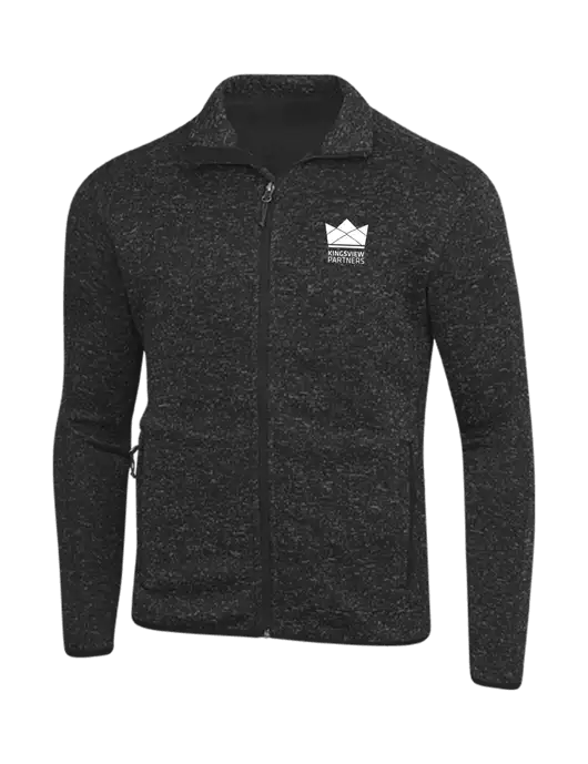 Black Heather Sweater Fleece Jacket w/Kingsview Partners Logo