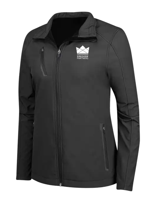 Black Womens Welded Softshell Jacket w/Kingsview Partners Logo