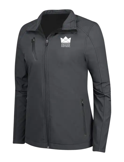 Dark Grey Womens Welded Softshell Jacket w/Kingsview Partners Logo