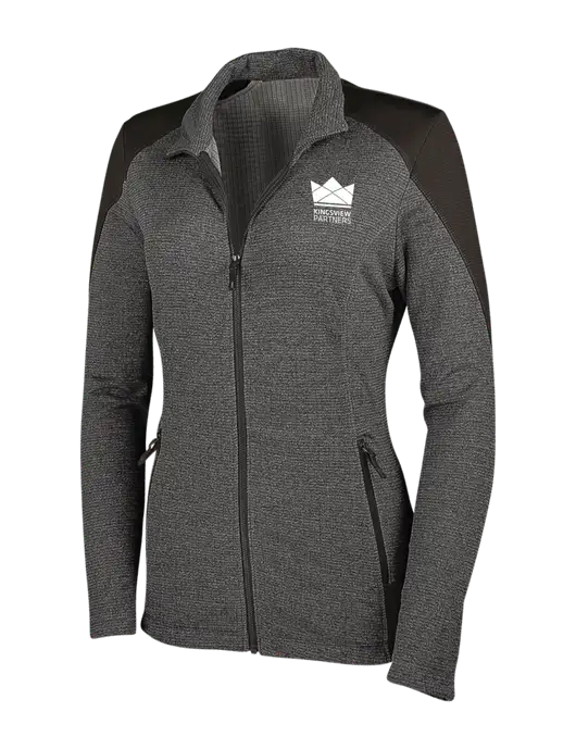Medium Grey Heather Womens Grid Fleece Jacket w/Kingsview Partners Logo