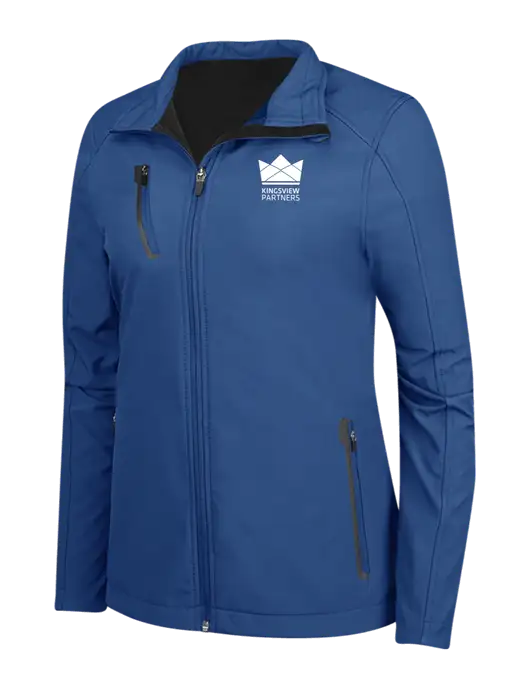 Dark Royal Womens Welded Softshell Jacket w/Kingsview Partners Logo