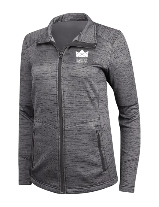 Womens Dark Grey Digi Stripe Fleece Jacket w/Kingsview Partners Logo