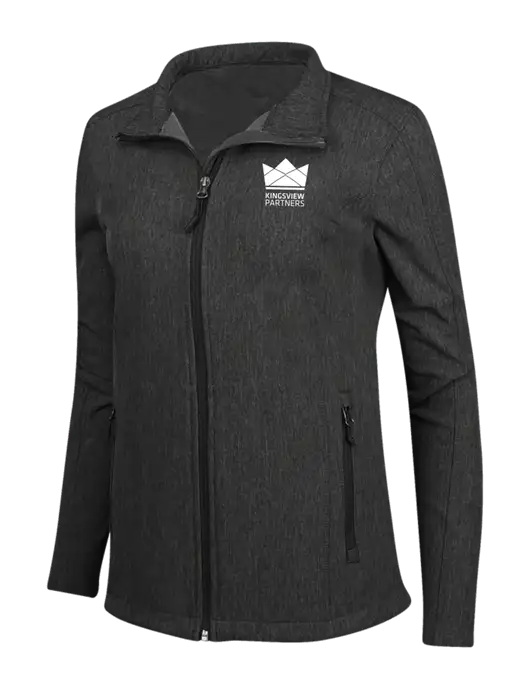 Black Charcoal Heather Womens Core Soft Shell Jacket w/Kingsview Partners Logo