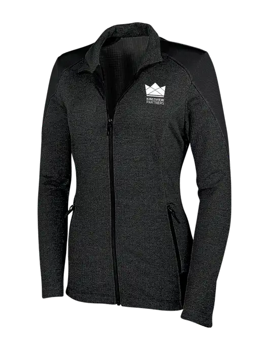 Womens Black Grid Fleece Jacket w/Kingsview Partners Logo