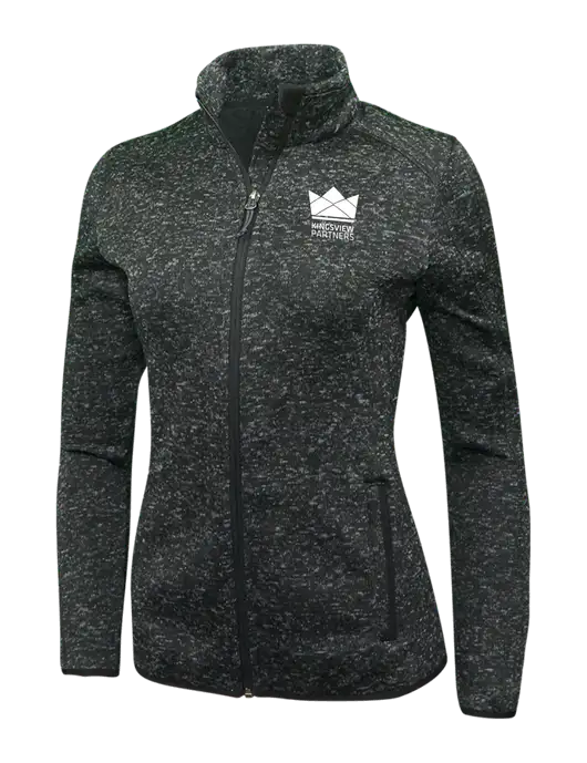 Black Heather Womens Sweater Fleece Jacket w/Kingsview Partners Logo