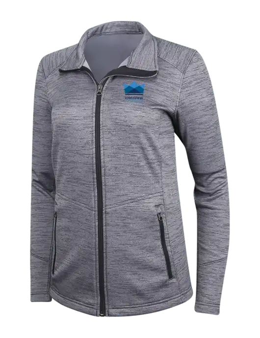Medium Grey Womens Digi Stripe Fleece Jacket w/Kingsview Partners Logo