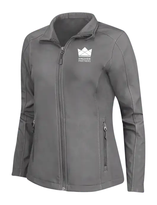 Medium Grey Womens Core Soft Shell Jacket w/Kingsview Partners Logo