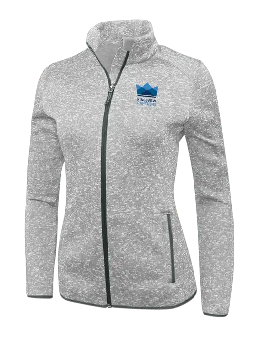 Grey Heather Womens Sweater Fleece Jacket w/Kingsview Partners Logo
