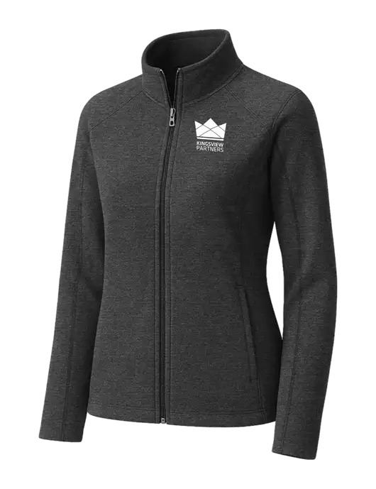 Charcoal Womens Heather Microfleece Full-Zip Jacket w/Kingsview Partners Logo
