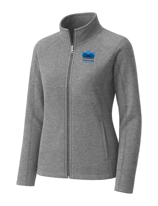 Medium Grey Womens Heather Microfleece Full-Zip Jacket w/Kingsview Partners Logo