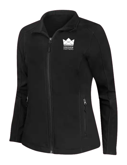 Black Womens Core Soft Shell Jacket w/Kingsview Partners Logo