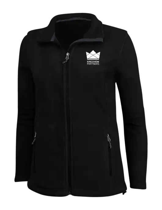 Womens Black Fleece Jacket w/Kingsview Partners Logo